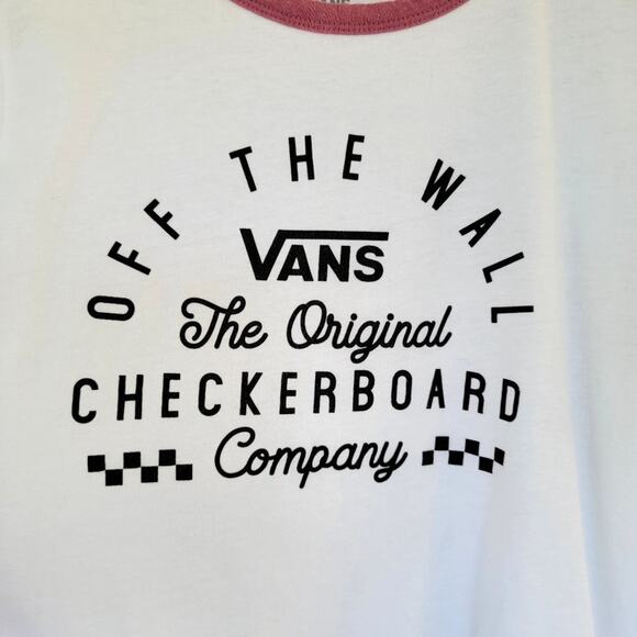 Vans Off The Wall Cropped Tee Womens L White Short Sleeve Cotton Logo Retro - Picture 3 of 7